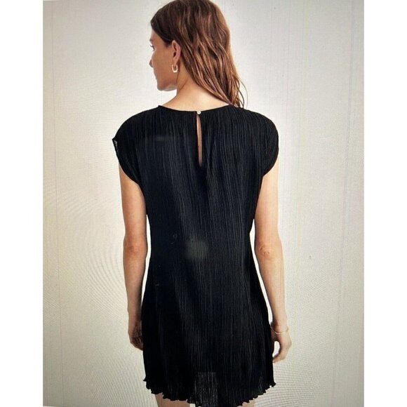 Madewell Simona Plissé Mini Dress in Black Size 14W - Picture 3 of 13